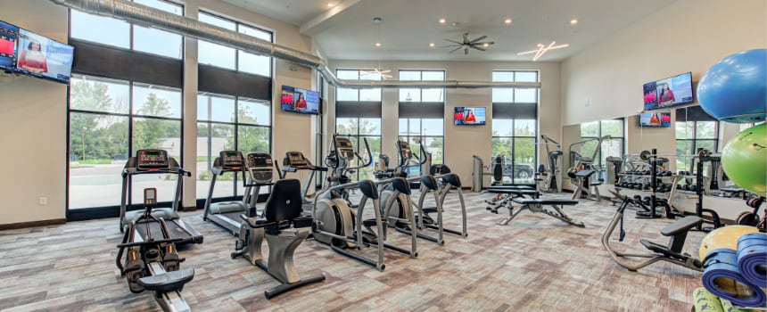 Fitness center in Westfield apartment community